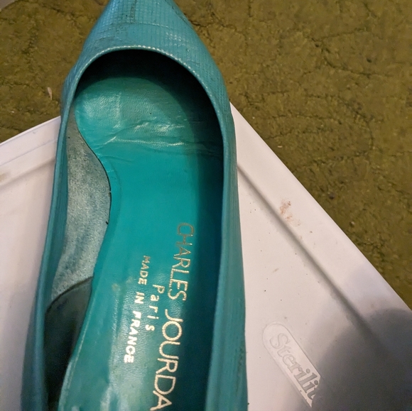 Women's Turquoise Heels by Charles Jordan - Picture 3 of 9